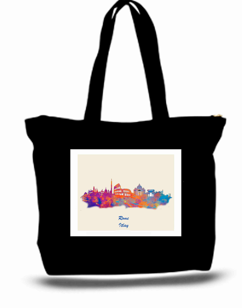 Rome City and State Skyline Watercolor Tote Bags