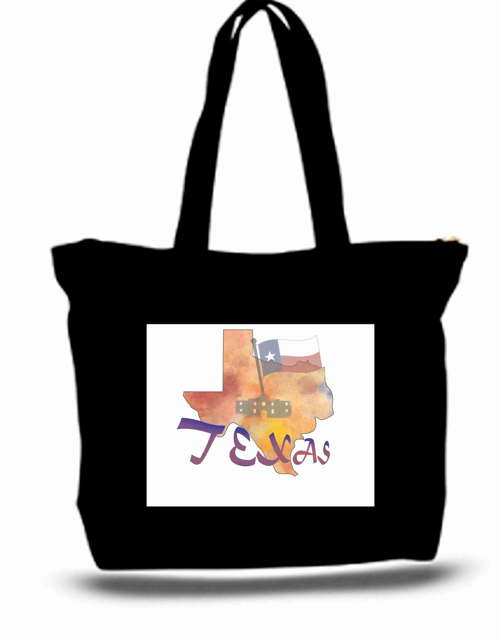 Texas City and State Skyline Watercolor Tote Bags