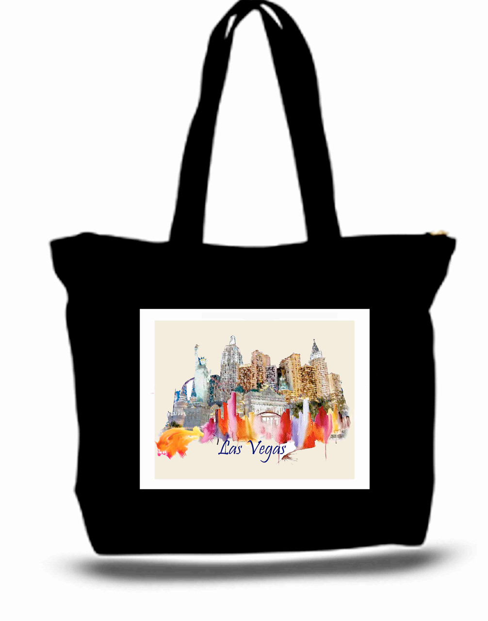 Vegas City and State Skyline Watercolor Tote Bags