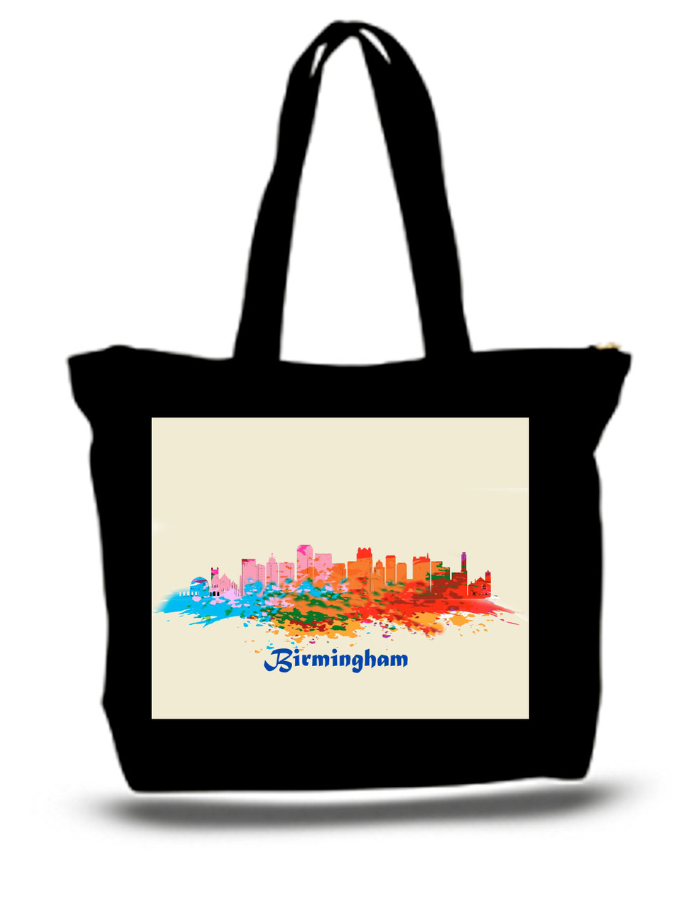 Birmingham City and State Skyline Watercolor Tote Bags