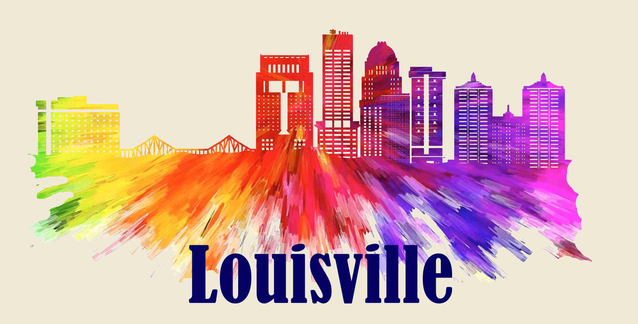 Louisville License Pate Watercolor Skyline Art