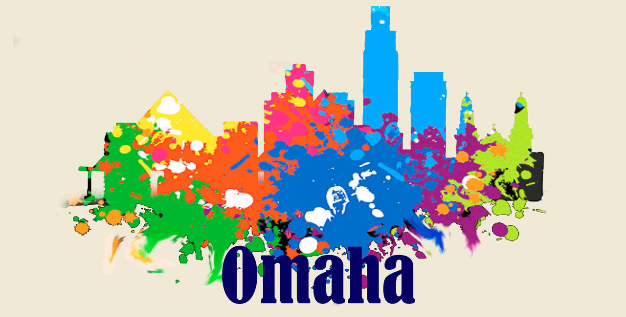 Omaha License Pate Watercolor Skyline Art