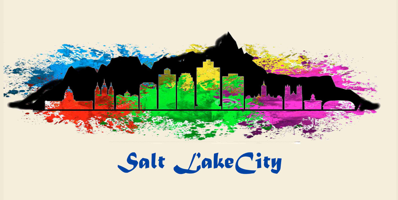 Salt Lake City License Pate Watercolor Skyline Art