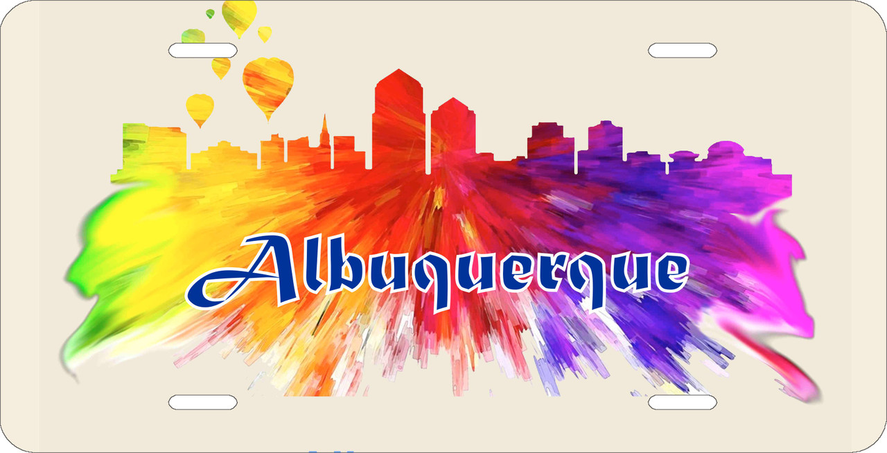 Albuquerque 1 License Pate Watercolor Skyline Art
