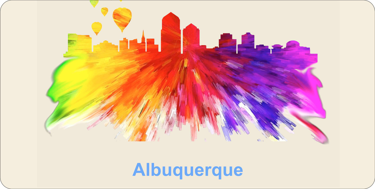 Albuquerque License Pate Watercolor Skyline Art