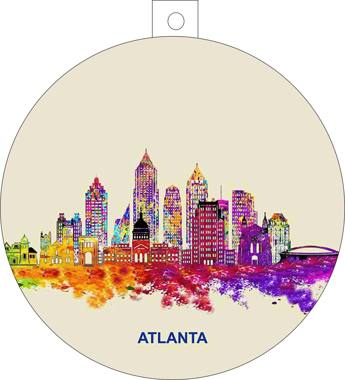 City Of Atlanta Watercolor Skyline Chirstmas Ormanent