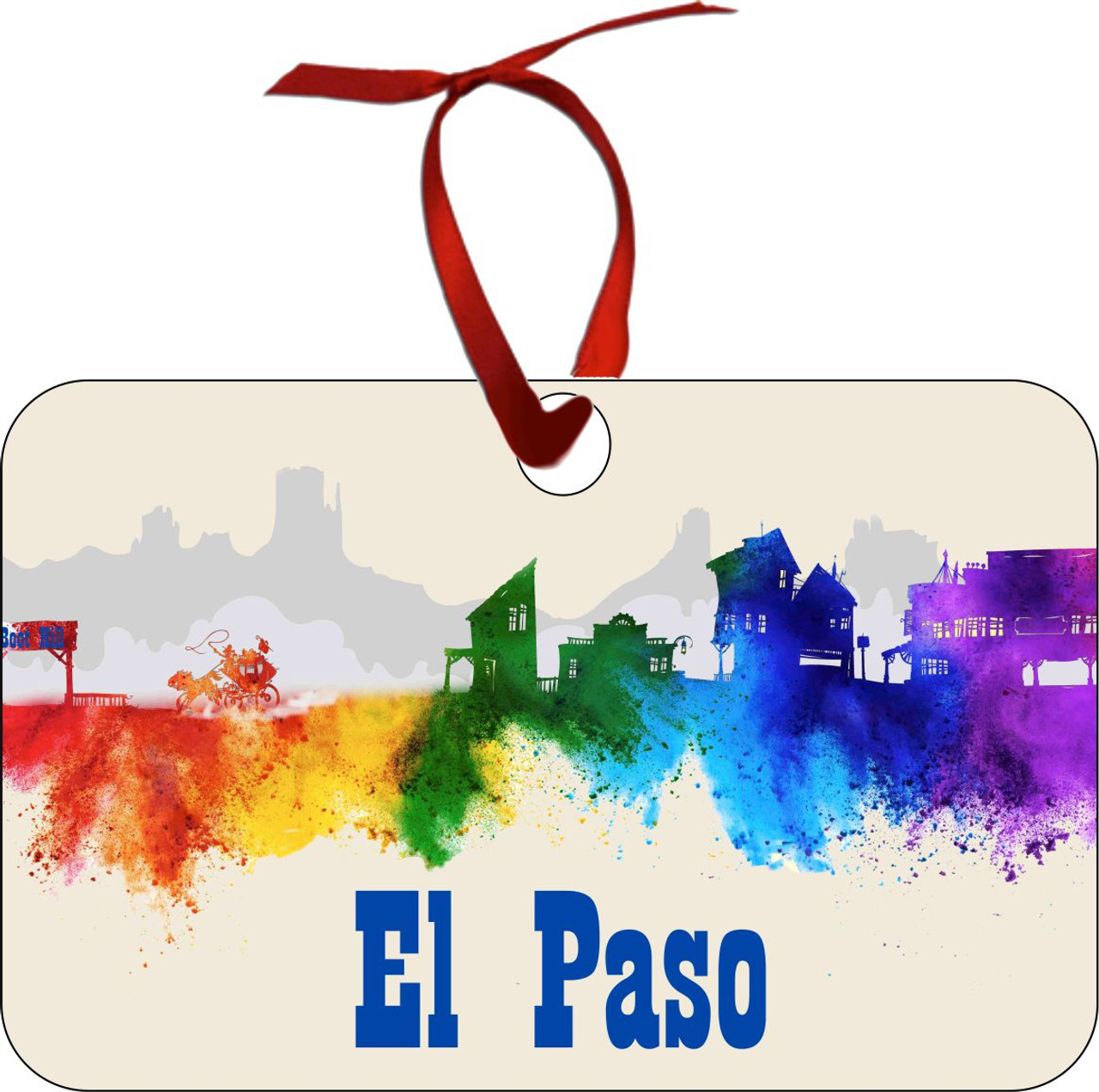 City Of El Paso Watercolor Skyline Chirstmas Ormanent