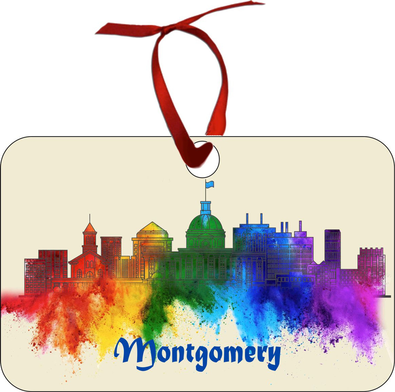 City Of Montgomery Watercolor Skyline Chirstmas Ormanent