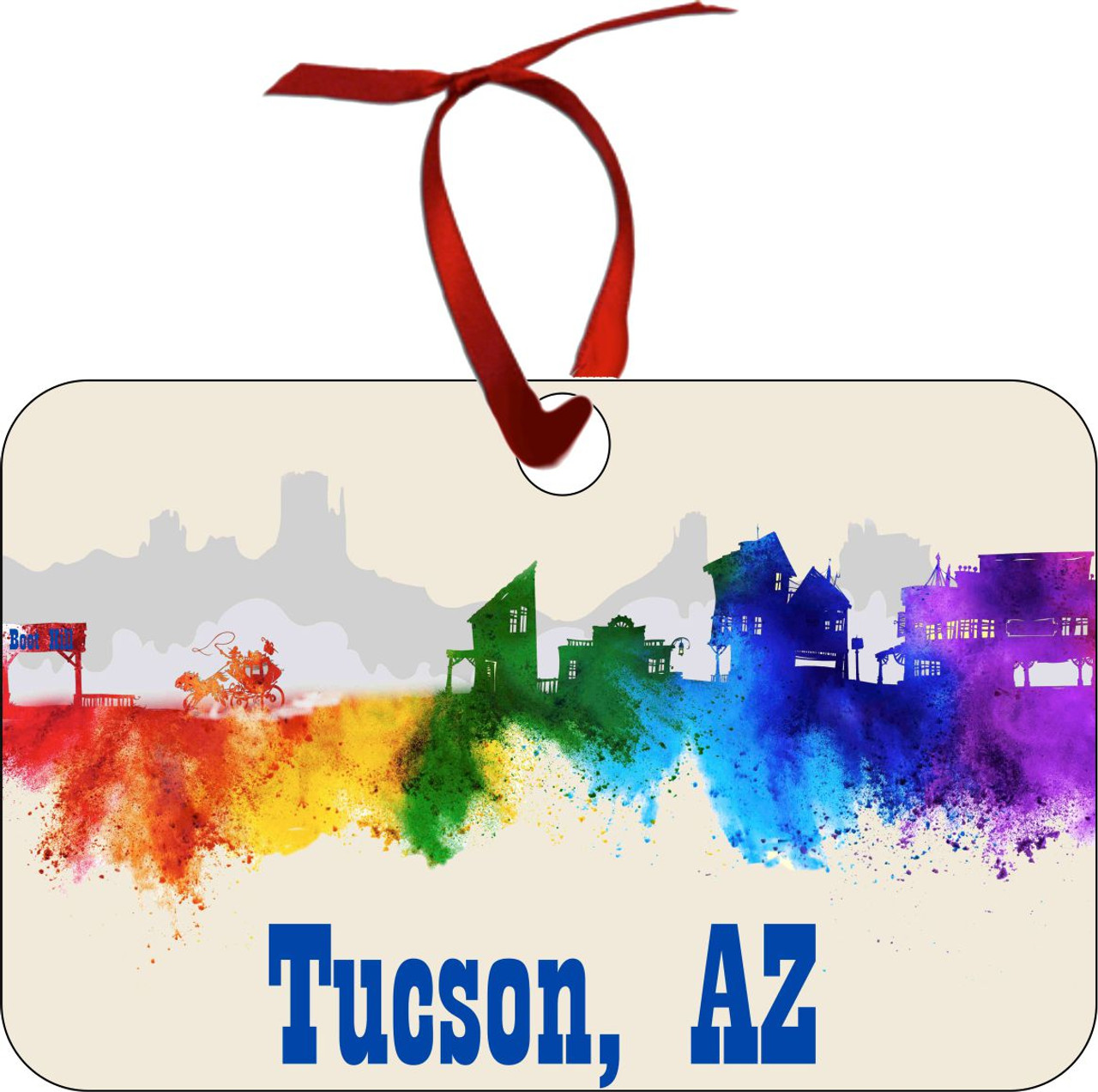 City Of Tucson Watercolor Skyline Chirstmas Ormanent