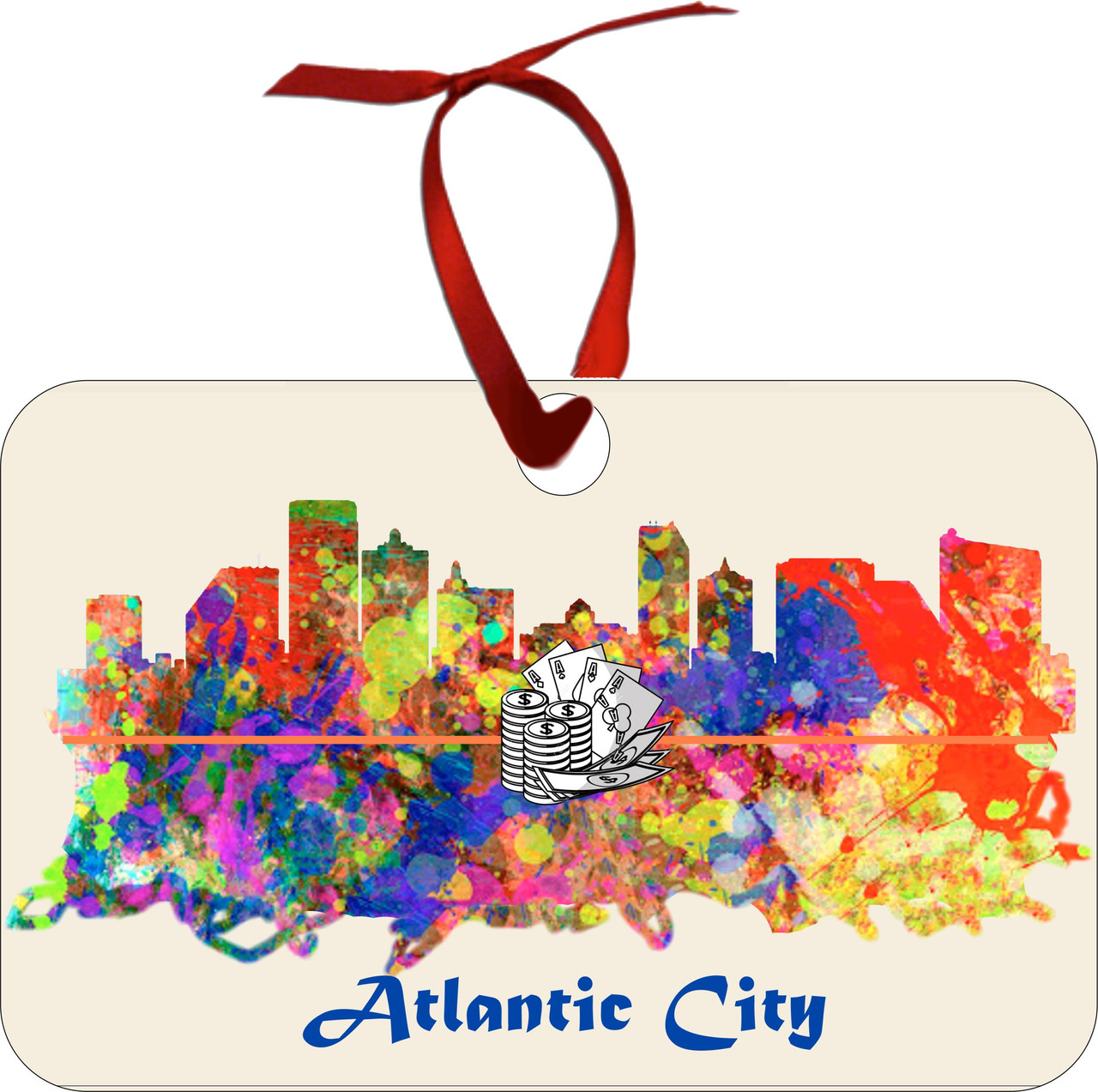 City Of Atlantic City Watercolor Skyline Chirstmas Ormanent