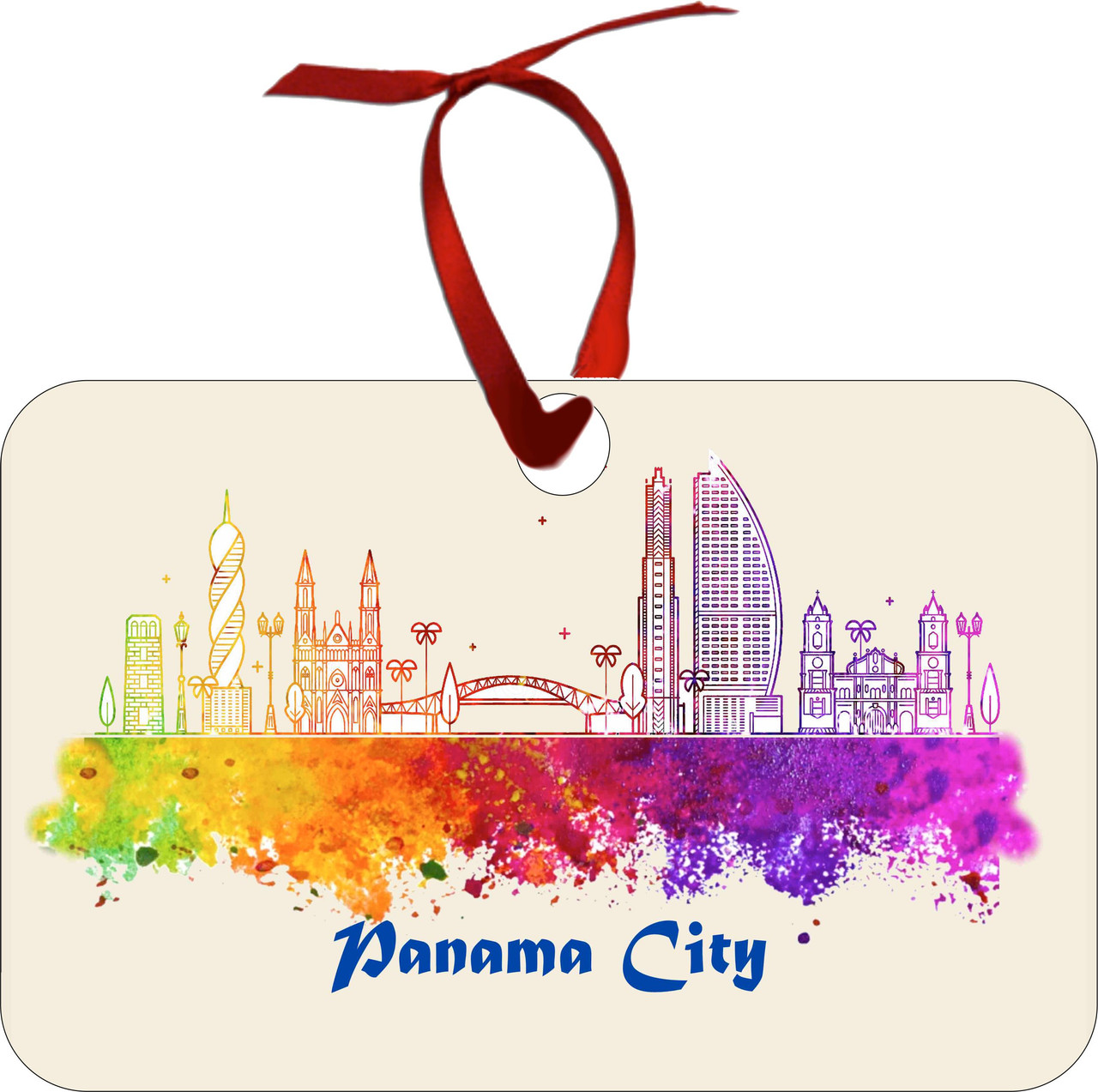 City Of Panama City Watercolor Skyline Chirstmas Ormanent