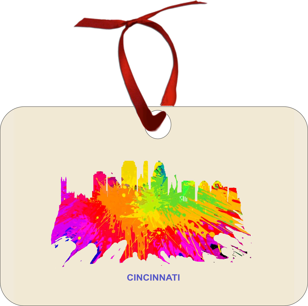 City Of Cincinnati Watercolor Skyline Chirstmas Ormanent