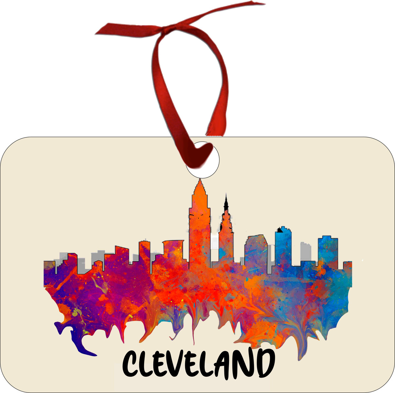City Of Cleveland Watercolor Skyline Chirstmas Ormanent