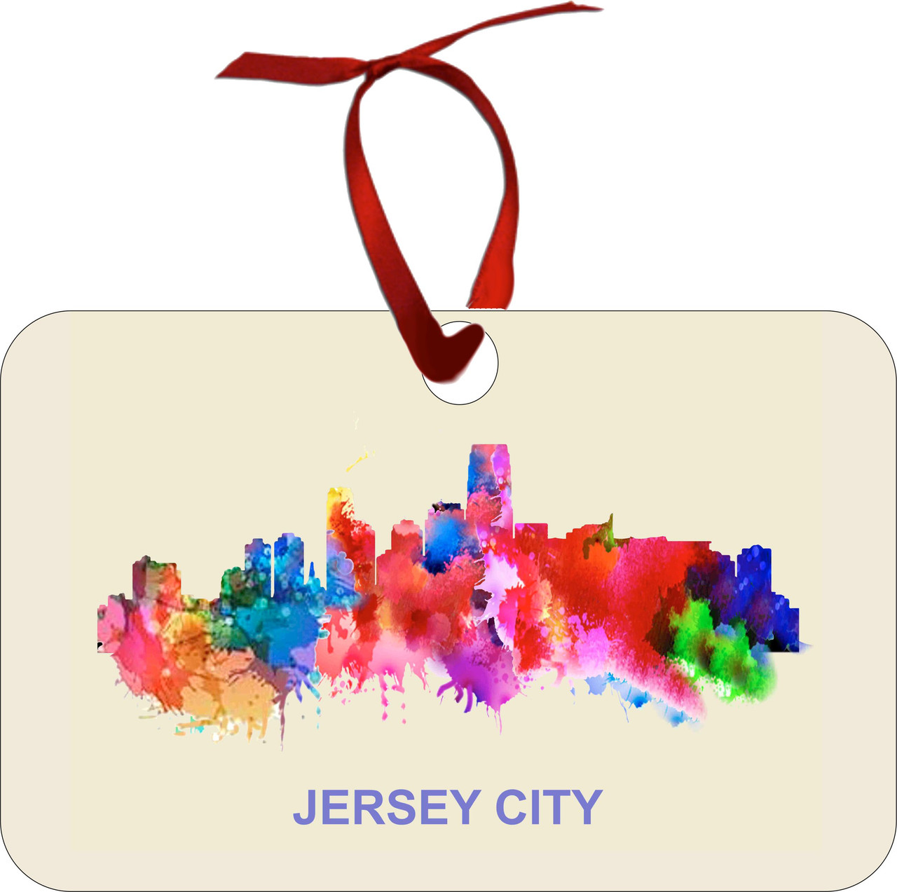 City Of Jersey City Watercolor Skyline Chirstmas Ormanent