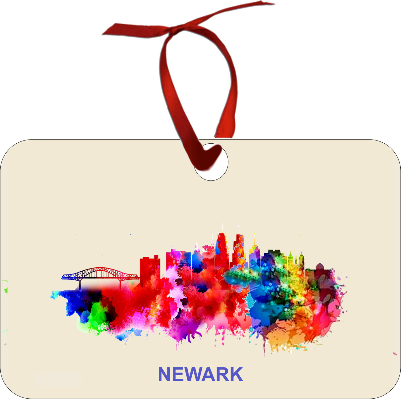 City Of Newark Watercolor Skyline Chirstmas Ormanent