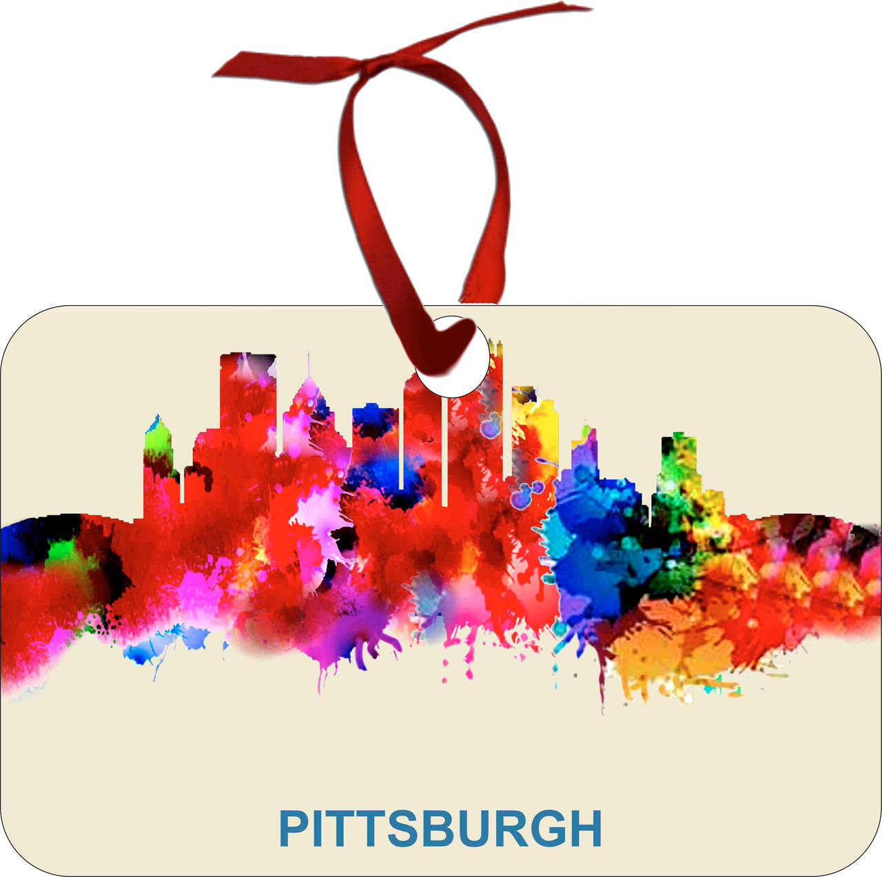 City Of Pittsburgh Watercolor Skyline Chirstmas Ormanent