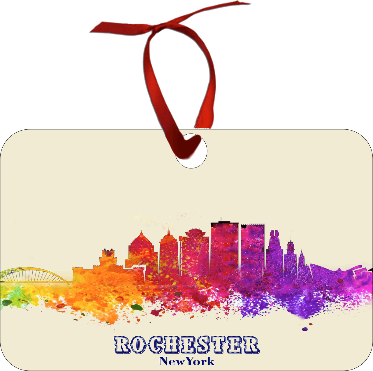 City Of Rochester Watercolor Skyline Chirstmas Ormanent