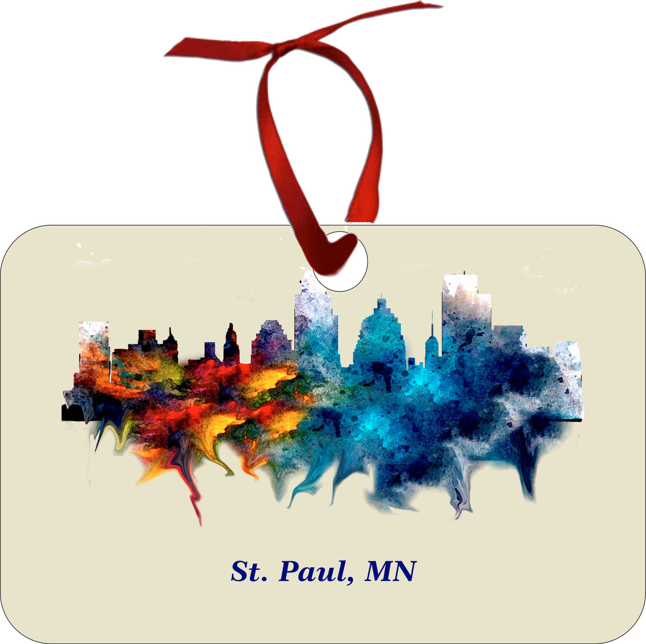 City Of St Paul Watercolor Skyline Chirstmas Ormanent