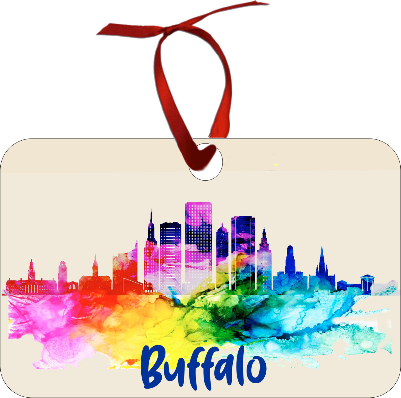 City Of Buffalo Watercolor Skyline Chirstmas Ormanent