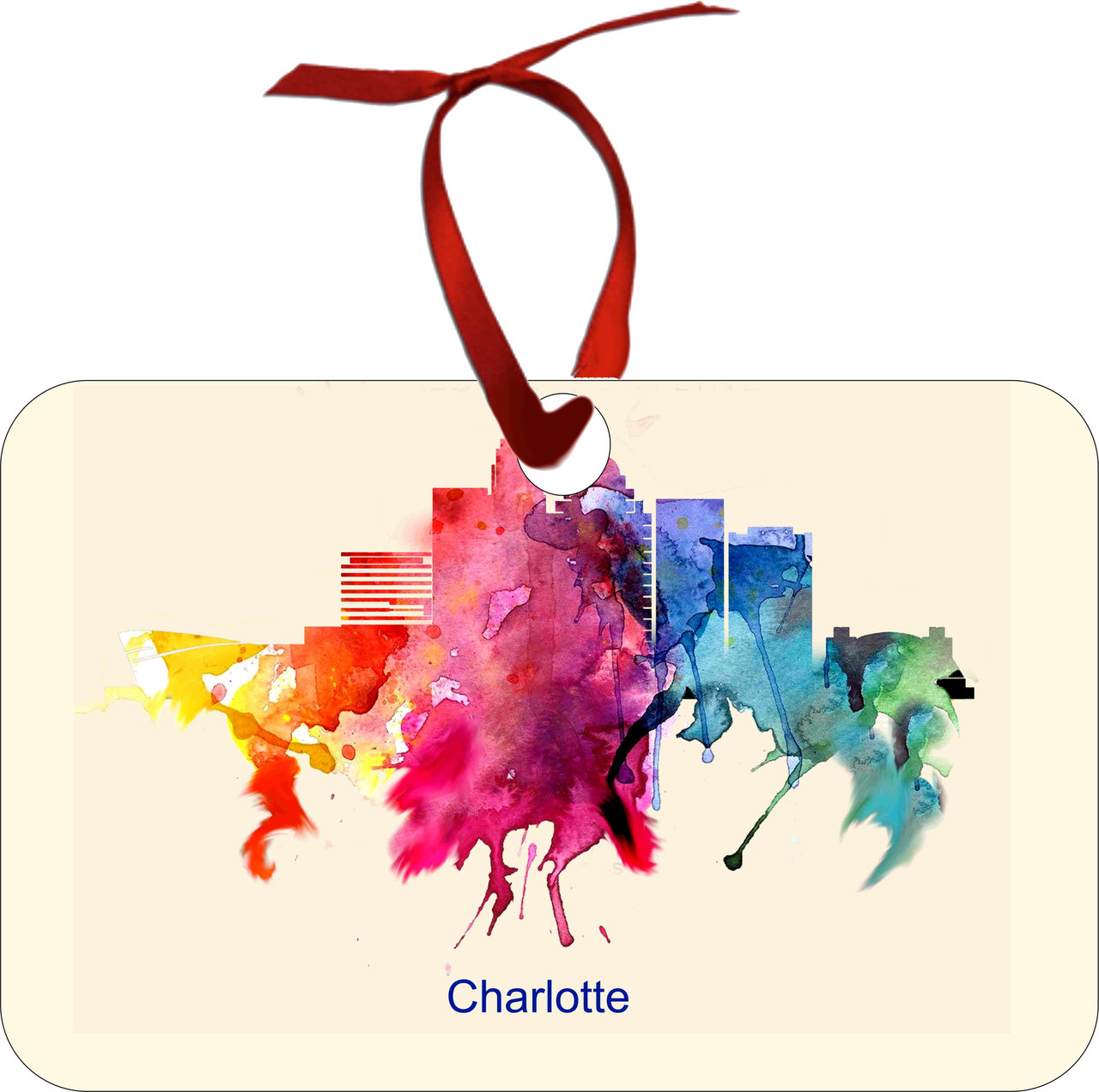 City Of Charlotte Watercolor Skyline Chirstmas Ormanent