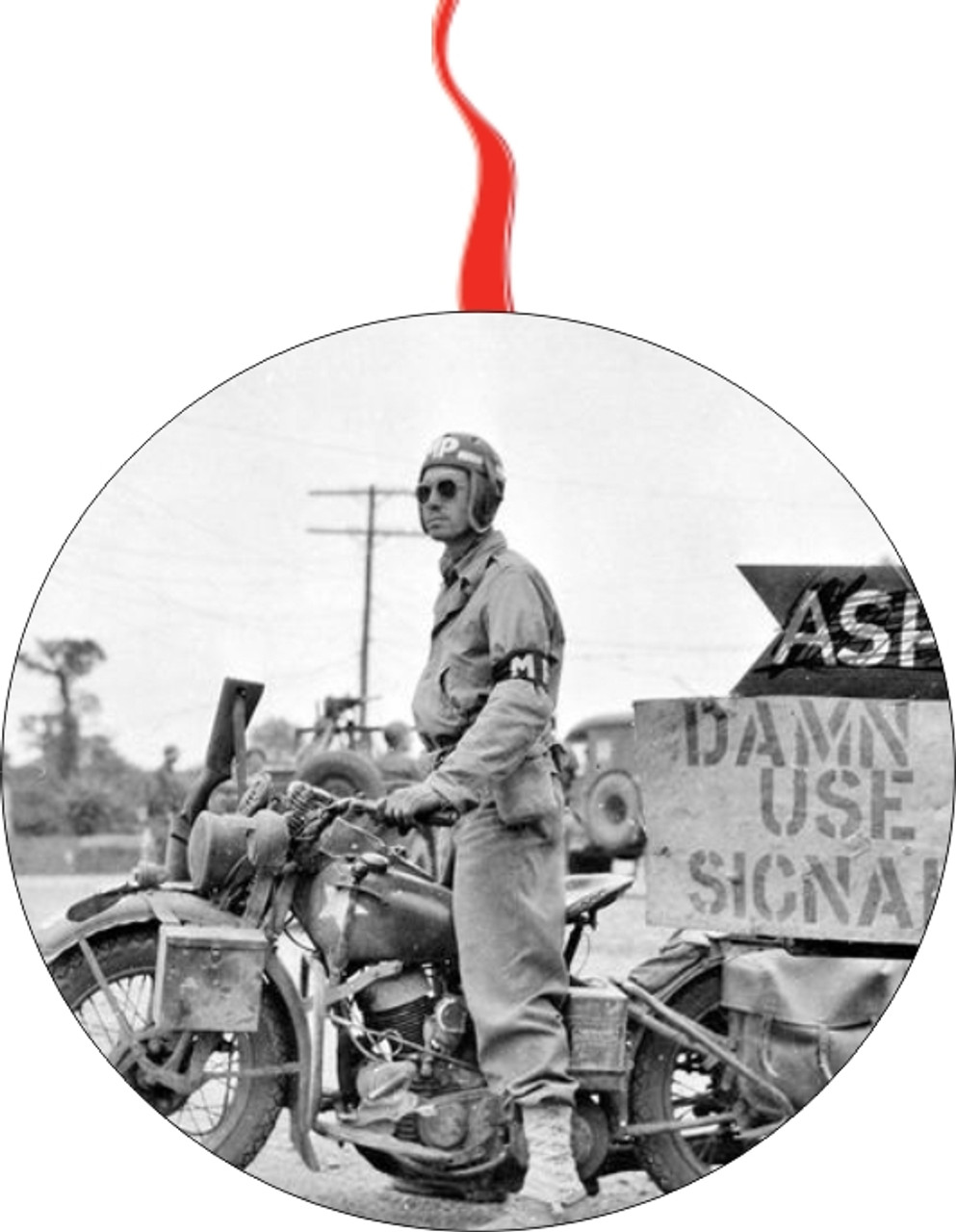 American Military Police On A Harley-Davidson  Christmas Ornament