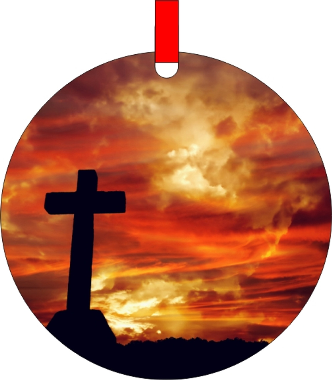 Bible  Cross At Sunset Christmas Ornament