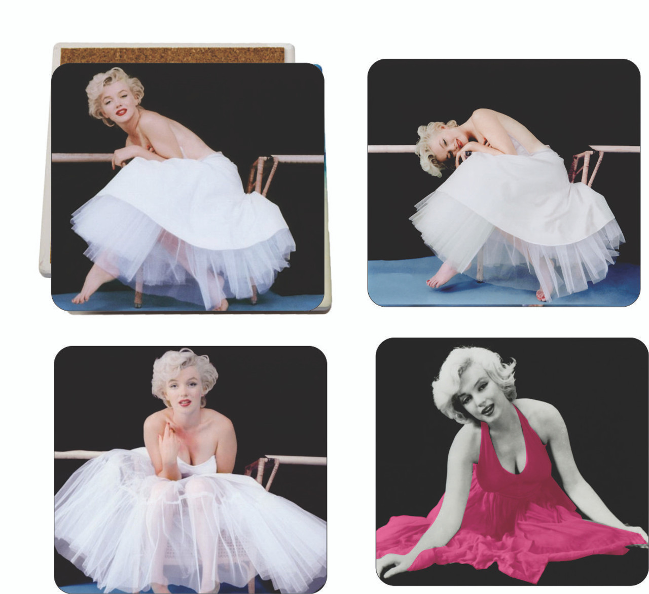 Set of 4 Coaters Marilyn Monroe In Tutu