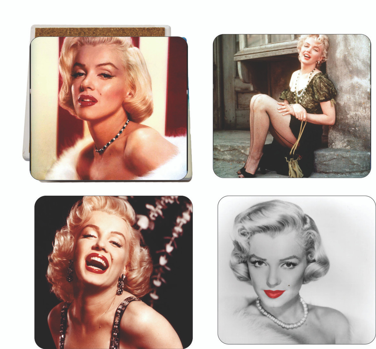 Set of 4 Coaters Marilyn Monroe Smile