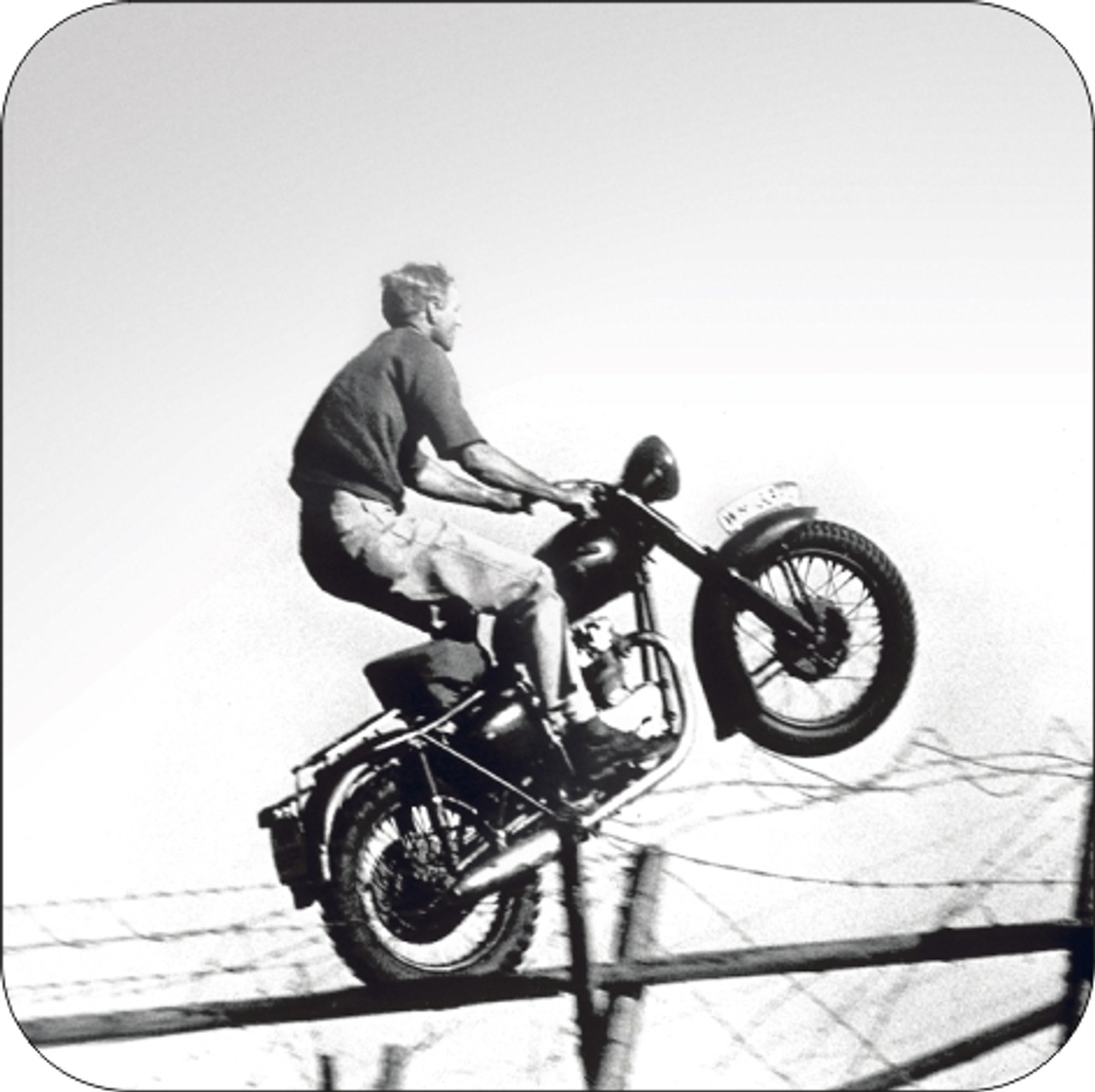 Set of 4 Coaters Steve McQueen The Great Escape Motorcycle Jump