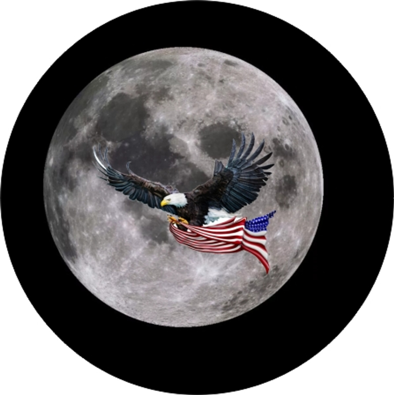 Set of 4 Coaters The Moon And Bald Eagle And Flag