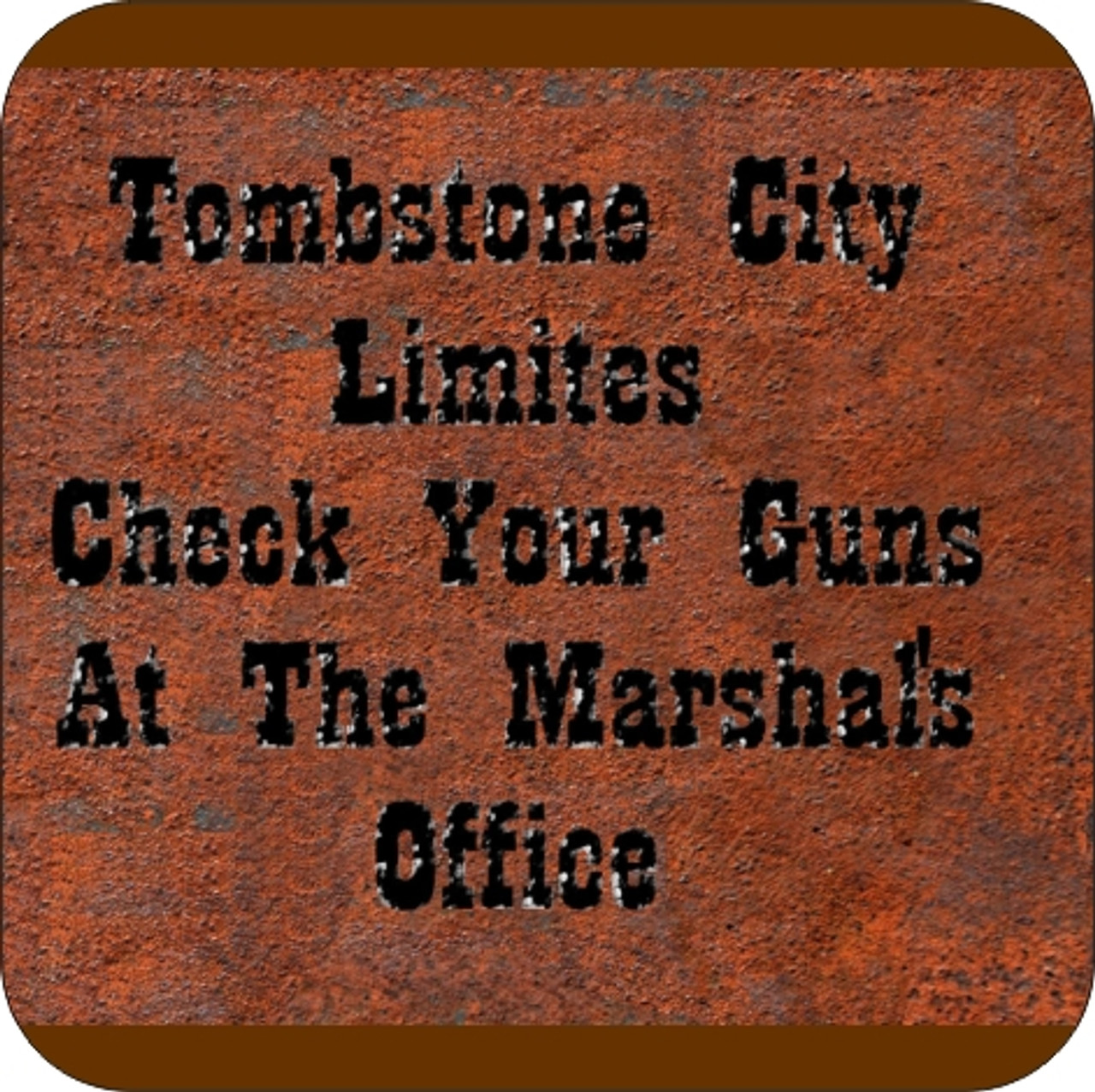 Set of 4 Coaters Tombstone Check Your Guns At The Door