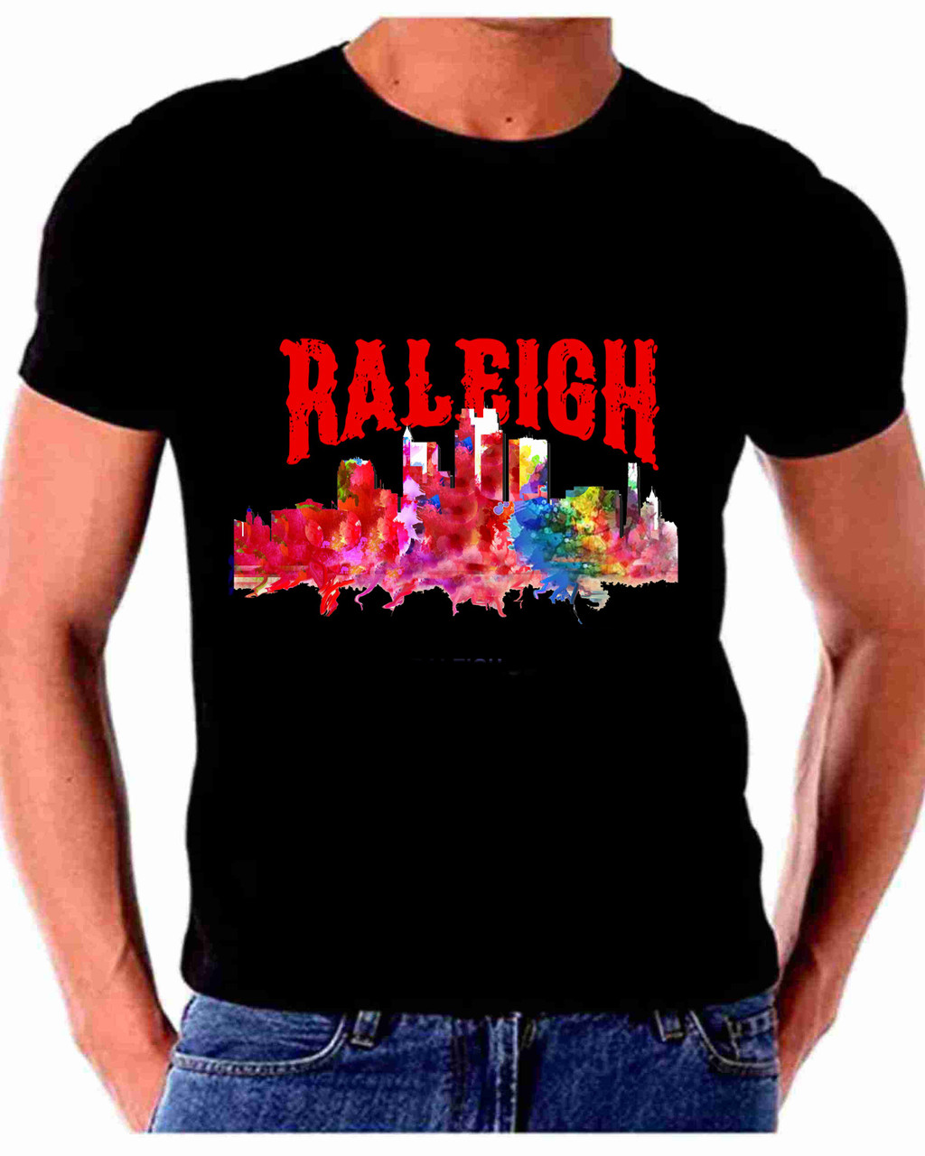 Skyline Watercolor Art For Raleigh T shirt