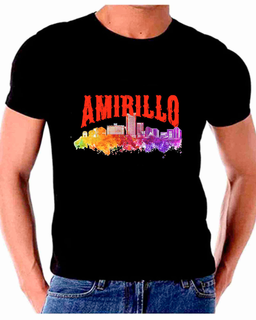 Skyline Watercolor Art For Amarillo T shirt