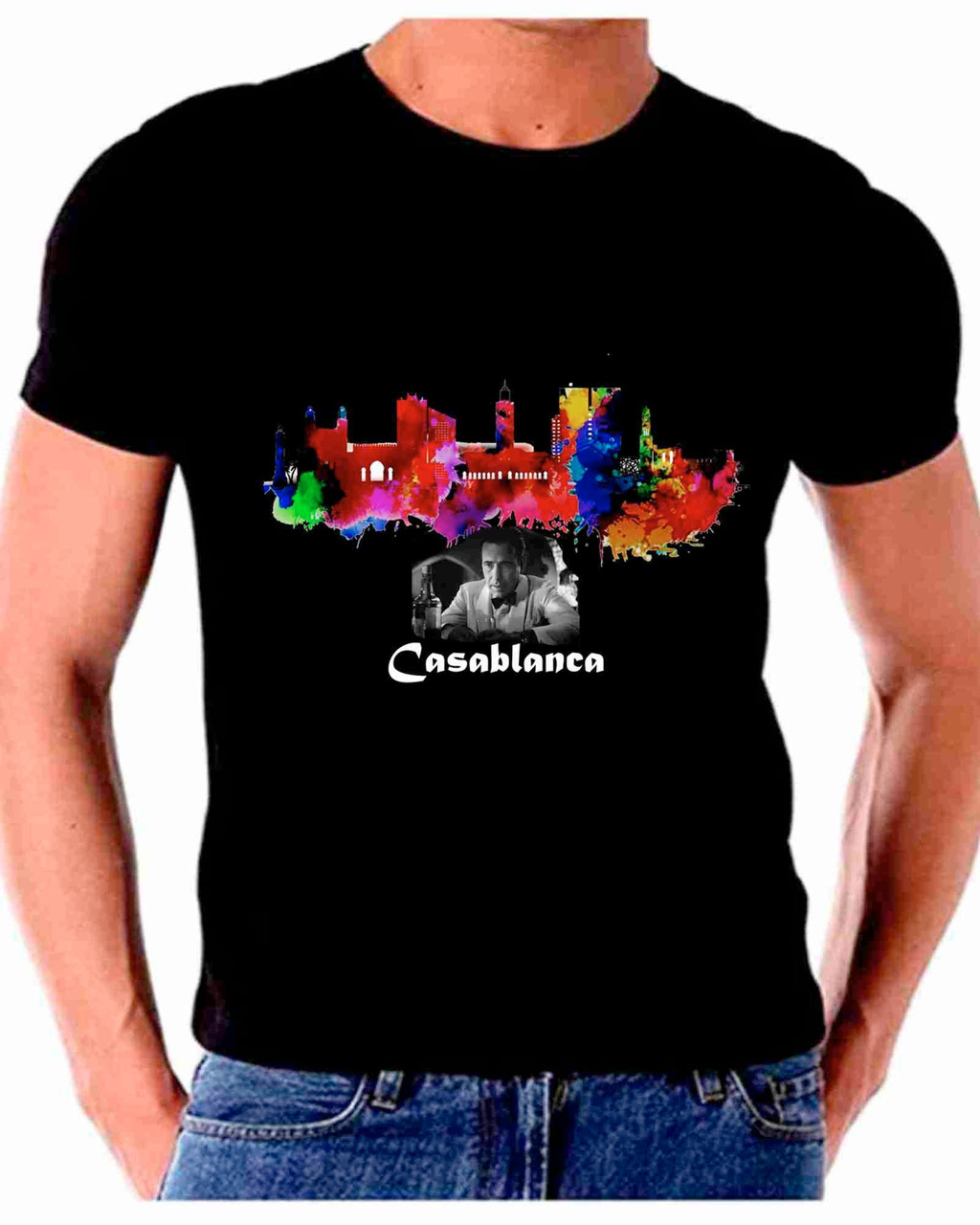Skyline Watercolor Art For Casablanca T shirt