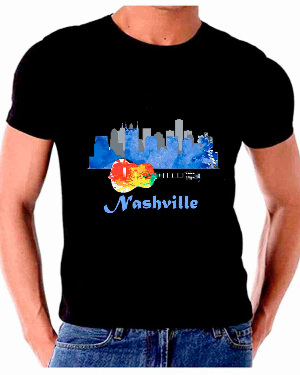 Skyline Watercolor Art For Nashville T shirt