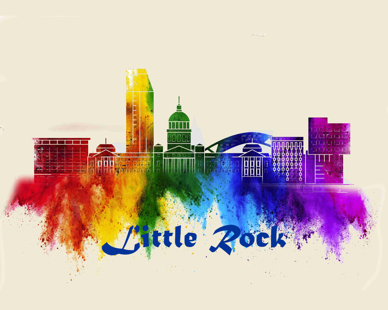 City Of Little Rock Watercolor Skyline Art