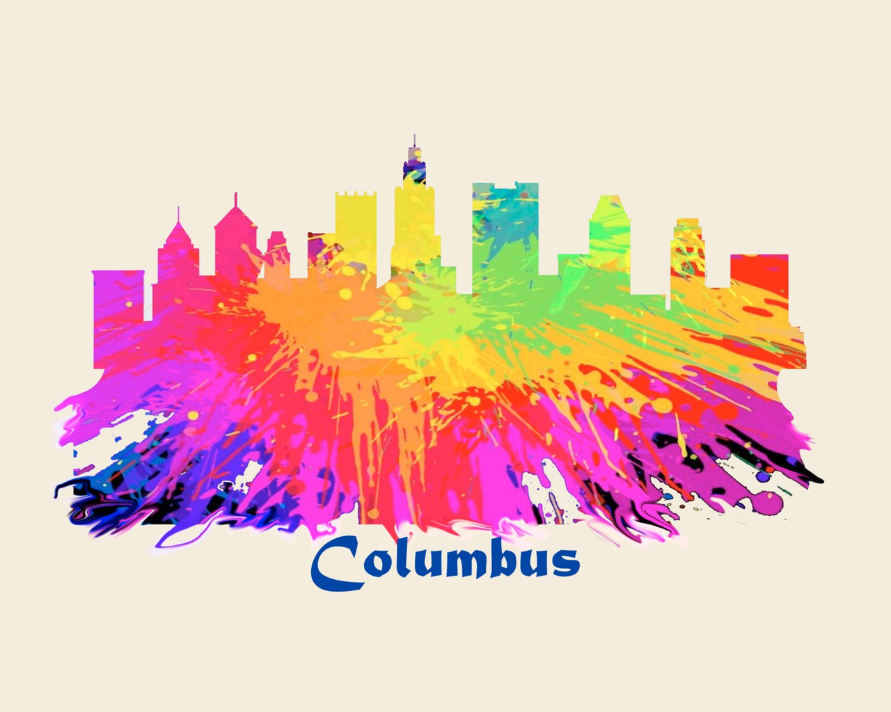 City Of Columbus Watercolor Skyline Art