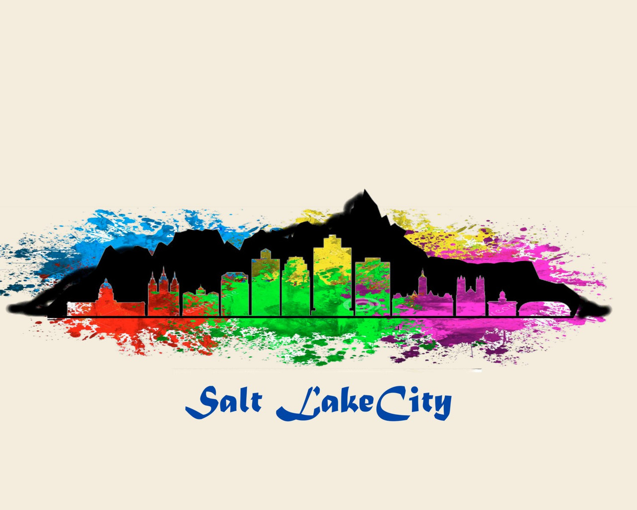 City Of Salt Lake Watercolor Skyline Art