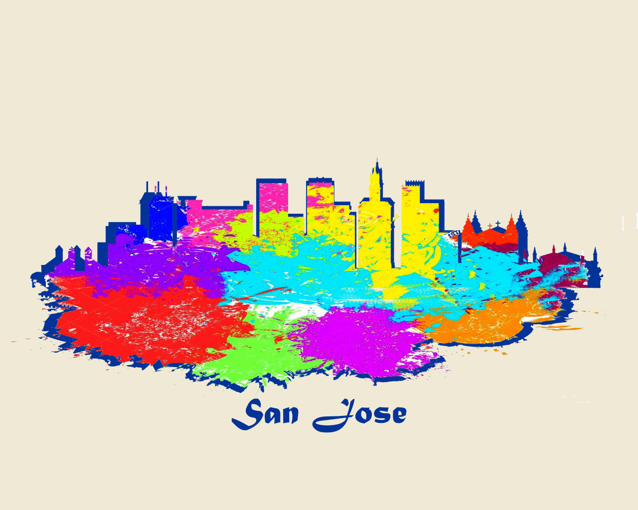 City Of San Jose Watercolor Skyline Art