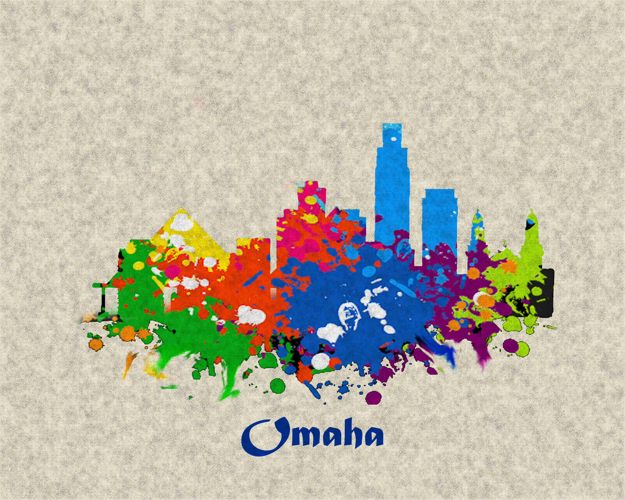 City Of Omaha 2 Watercolor Skyline Art