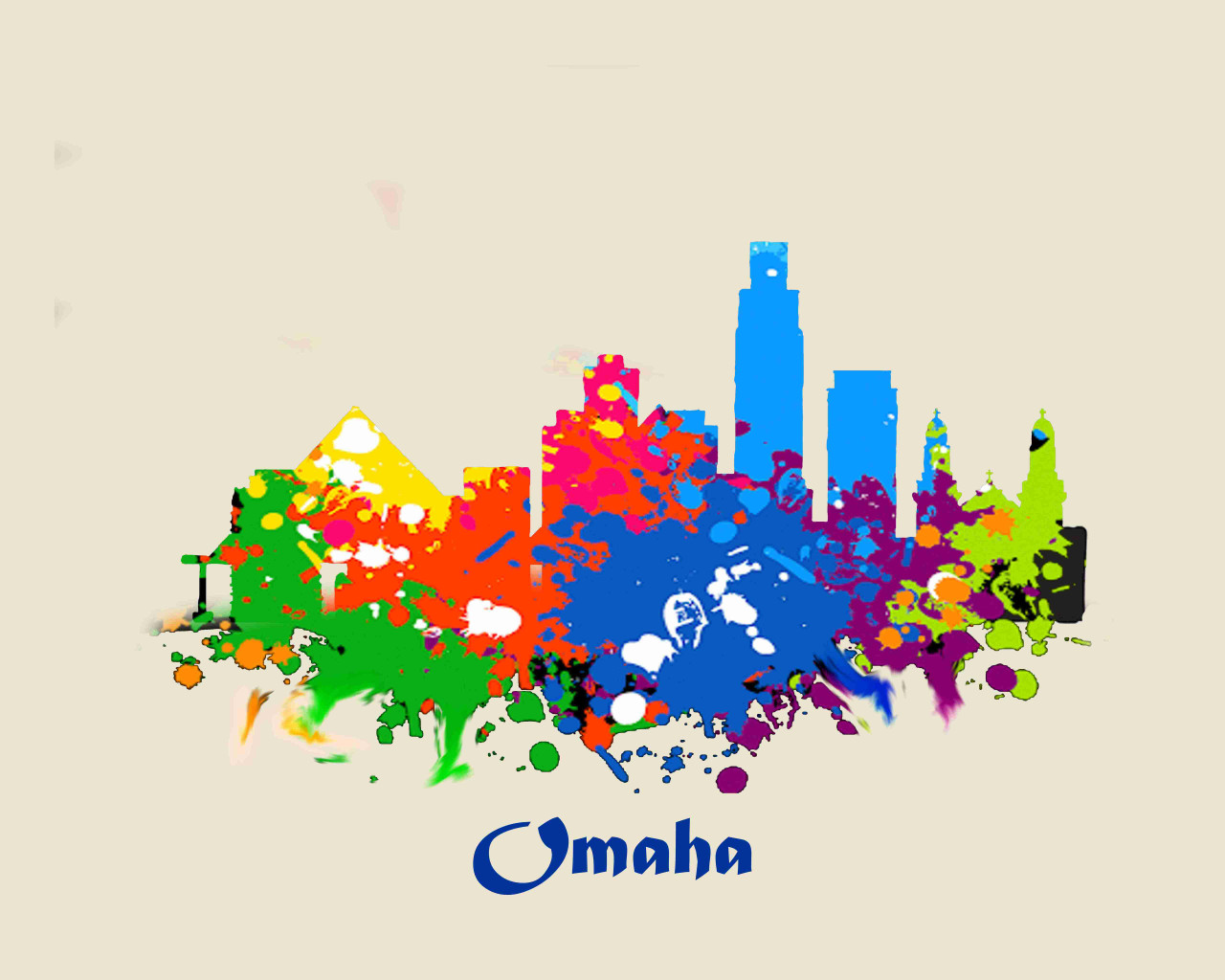 City Of Omaha Watercolor Skyline Art