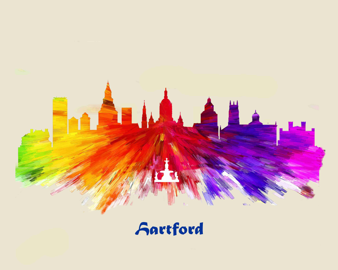 City Of Hartford Watercolor Skyline Art