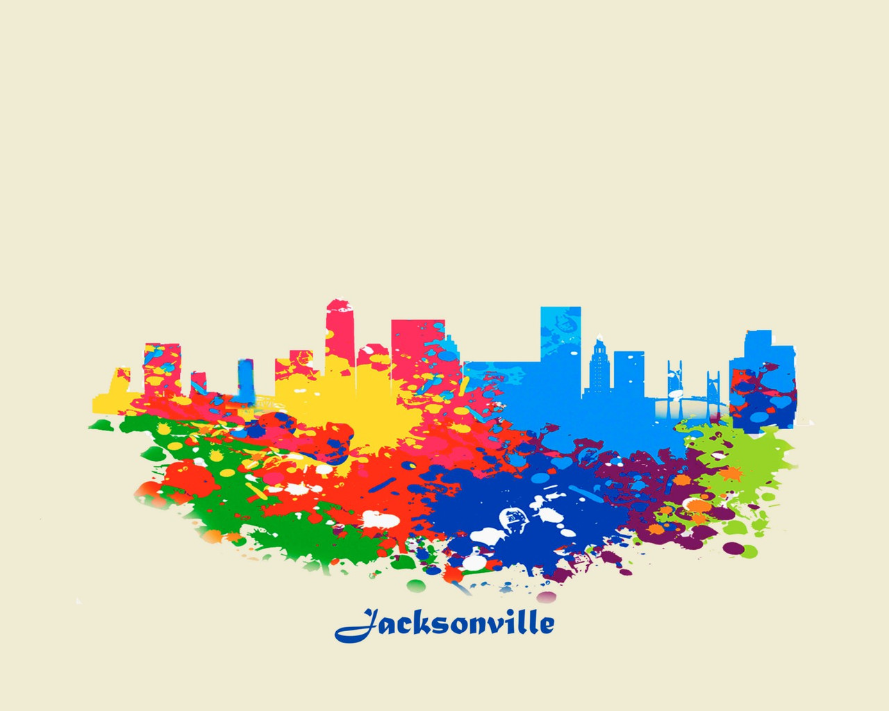 City Of Jacksonville Watercolor Skyline Art