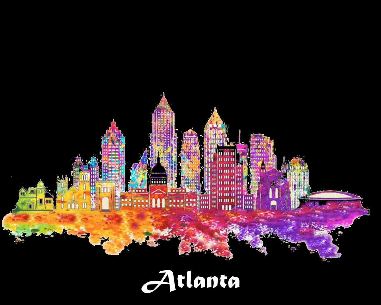 City Of Atlanta Bk Watercolor Skyline Art