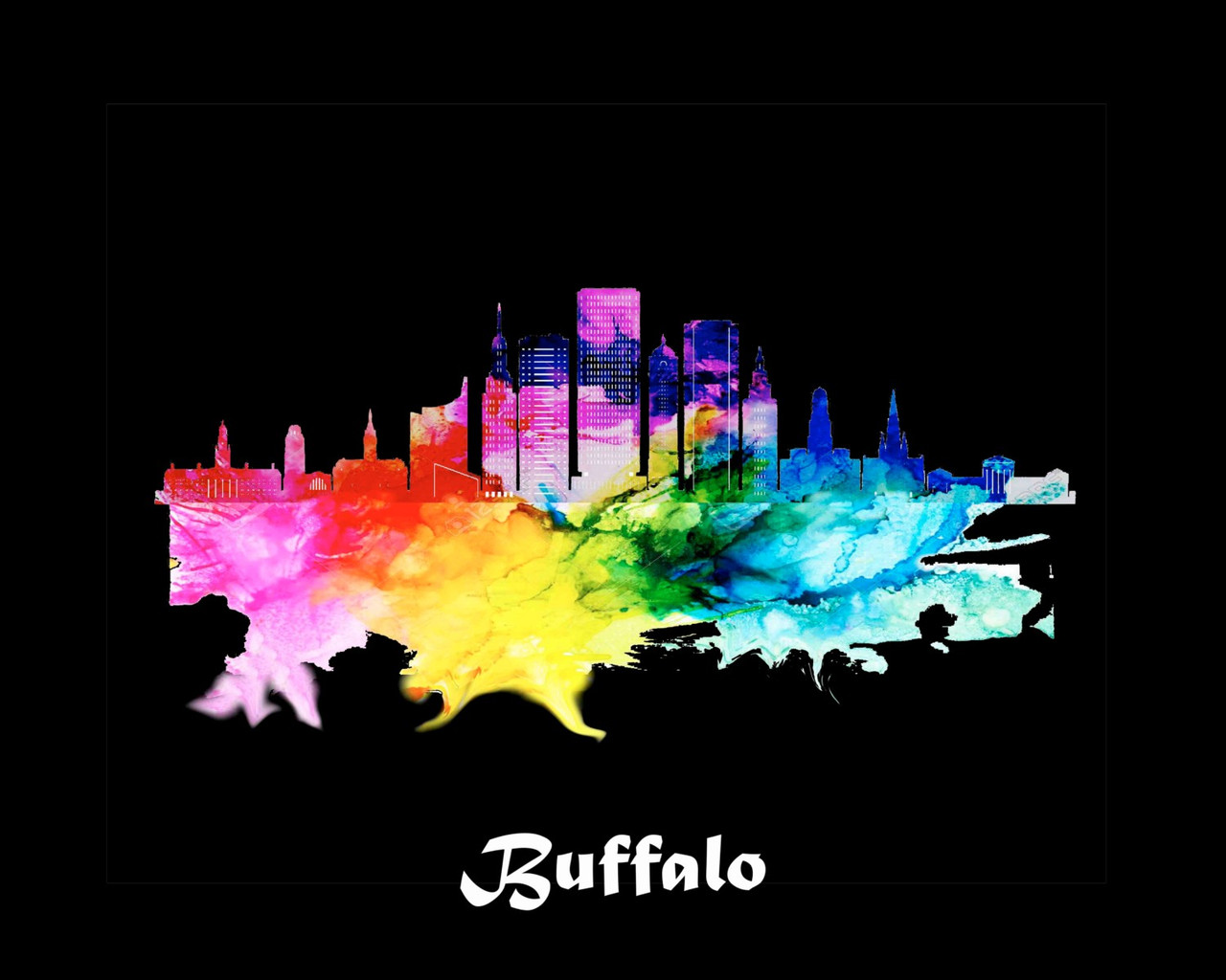 City Of Buffalo Bk Watercolor Skyline Art