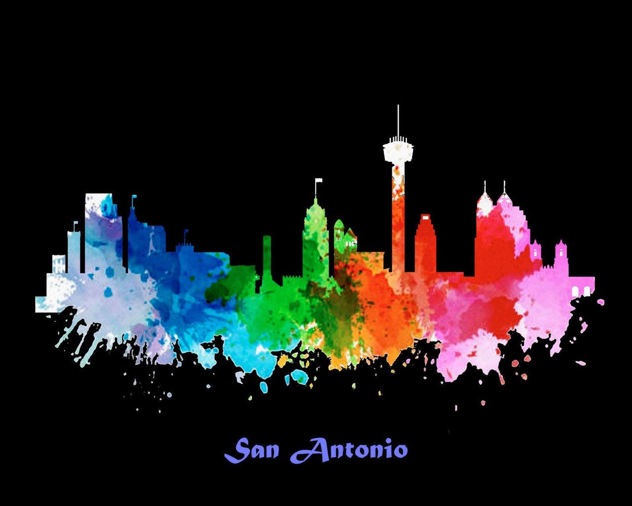 City Of San Antonio Bk Watercolor Skyline Art