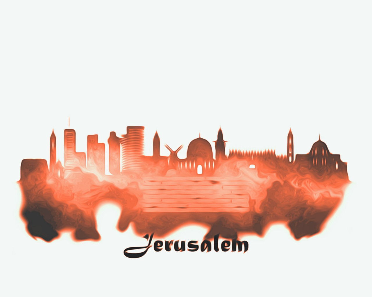 City Of Jerusalem  Watercolor Skyline Art