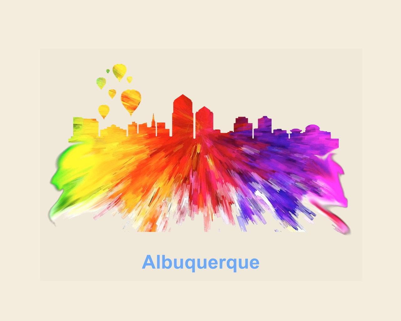 City Of Albuquerque Watercolor Skyline Art