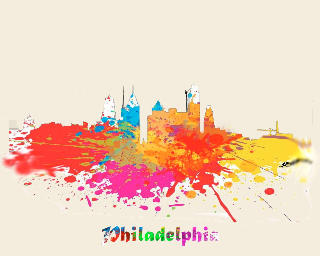 City Of Philadelphia Watercolor Skyline Art