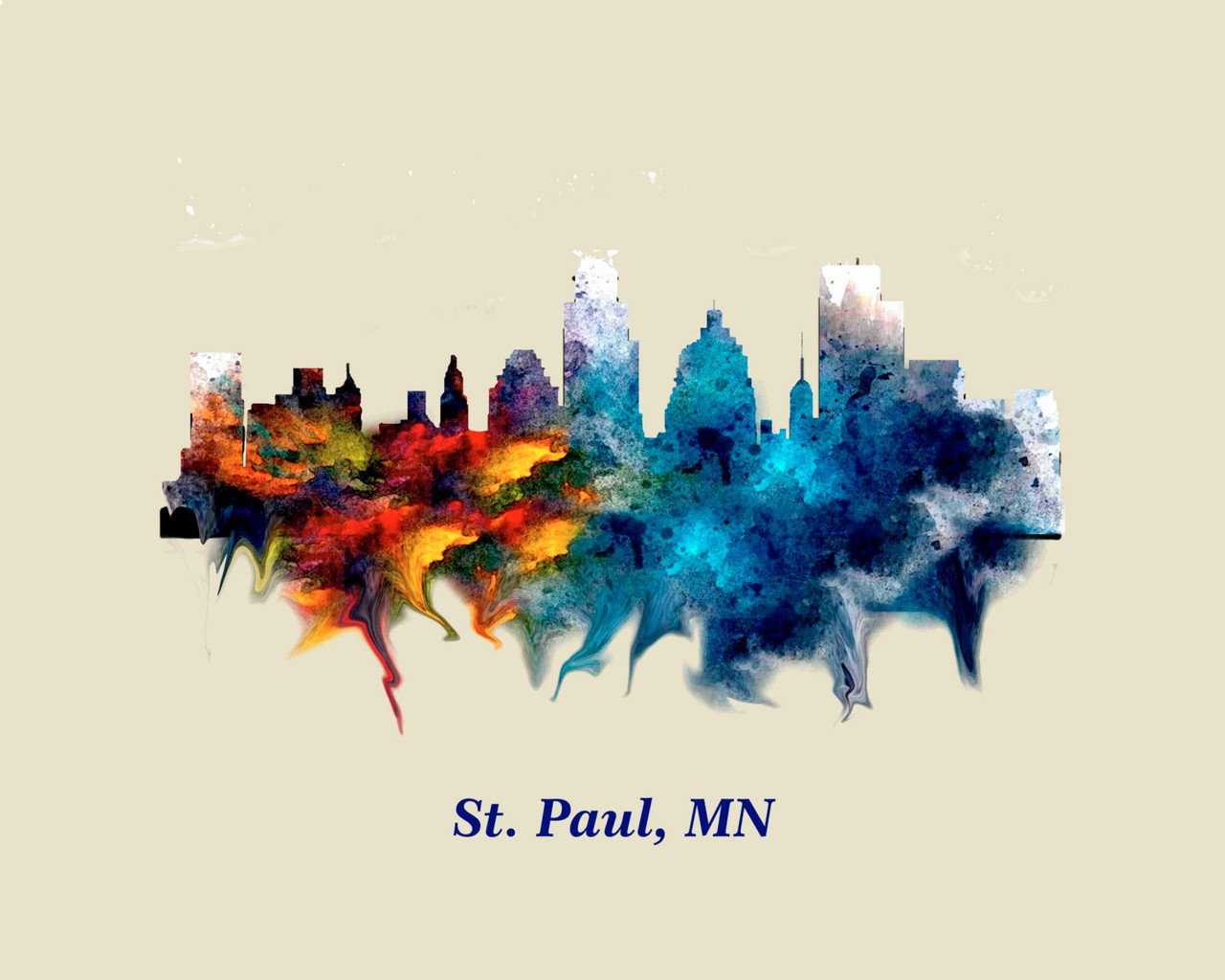City Of St Paul Watercolor Skyline Art
